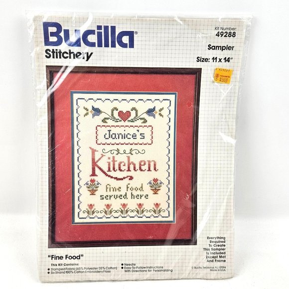 Vintage Bucilla Stitchery 11x14 Fine Food Needlework Kitchen Home Art Decor - Picture 1 of 7